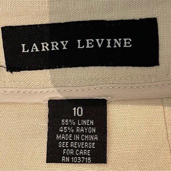 Larry Levine Tan‎ Linen Blend Scalloped Cottage Coastal Grandma Skirt Size 10 - Picture 7 of 9